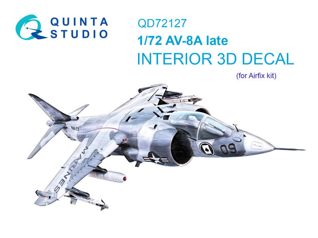 Quinta Studio QD72127 - AV-8A late 3D-Printed & coloured Interior on decal paper (for Airfix kit) - 1:72