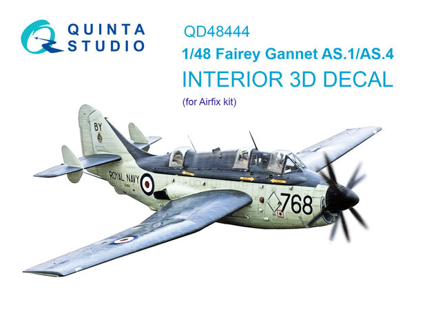 Quinta Studio QD48444 - Fairey Gannet AS.1_AS.4 3D-Printed & coloured Interior on decal paper (for Airfix kit) - 1:48