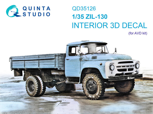 Quinta Studio QD35126 - ZIL-130 3D-Printed & coloured Interior on decal paper (for AVD kit) - 1:35