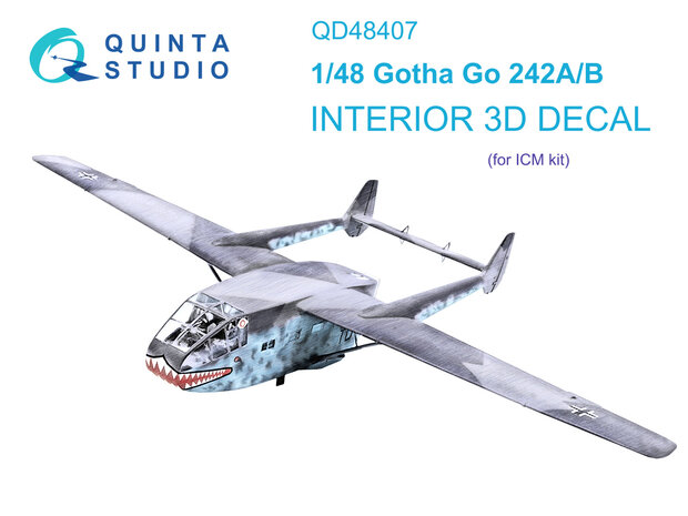 Quinta Studio QD48407 - Go 242A-B 3D-Printed & coloured Interior on decal paper (for ICM kit) - 1:48