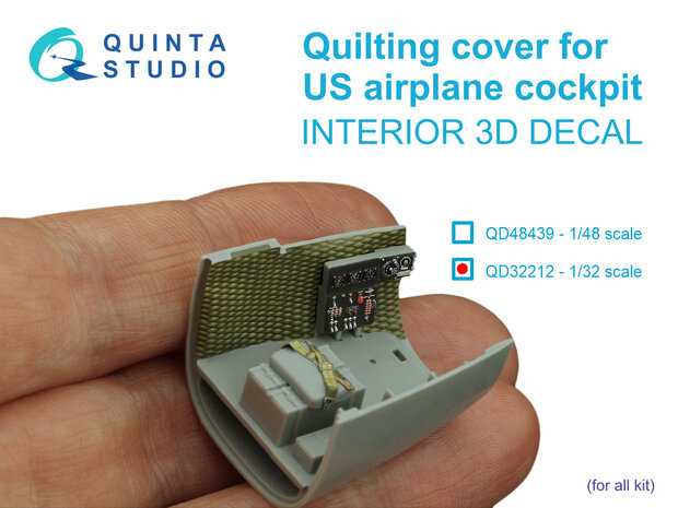 Quinta Studio QD32212 - Quilting cover for US airplane cockpit. 3D-Printed & coloured Interior on decal paper (All kits) - 1:32