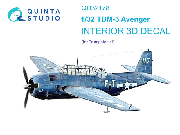 Quinta Studio QD32178 - TBM-3 Avenger 3D-Printed & coloured Interior on decal paper (for Trumpeter kit) - 1:32