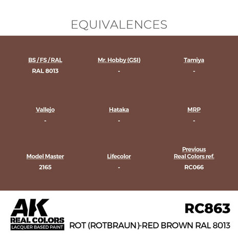 RC863 - Rot (Rotbraun)-Red (Red Brown) RAL 8013 17ml - [AK Interactive]