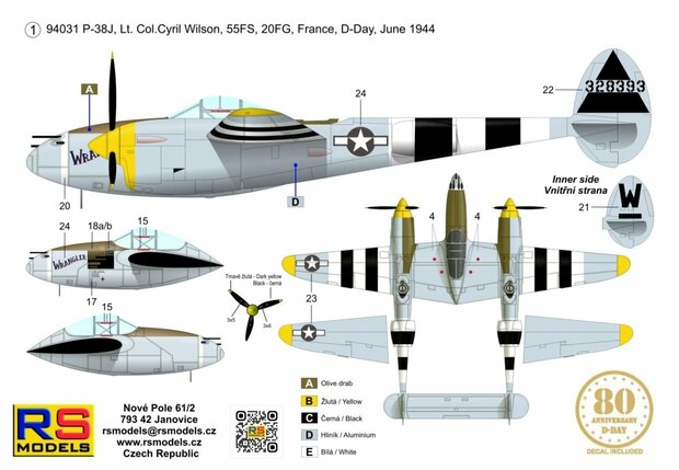 RS Models 94031 - P-38J Lightning D-Day - Lt.Col. Cyril Wilson - 1:72