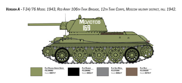 Italeri 6570 - T-34/76 Model 1943 Early Version Premium Edition - 1:35