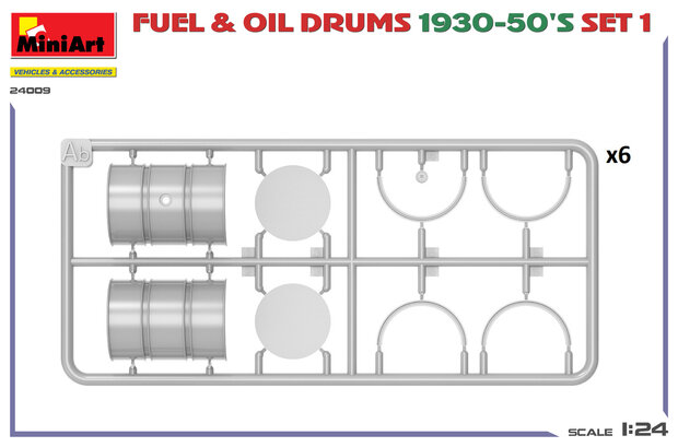 MiniArt 24009 - FUEL & OIL DRUMS 1930-50’S SET 1. GERMAN TYPE - 1:24