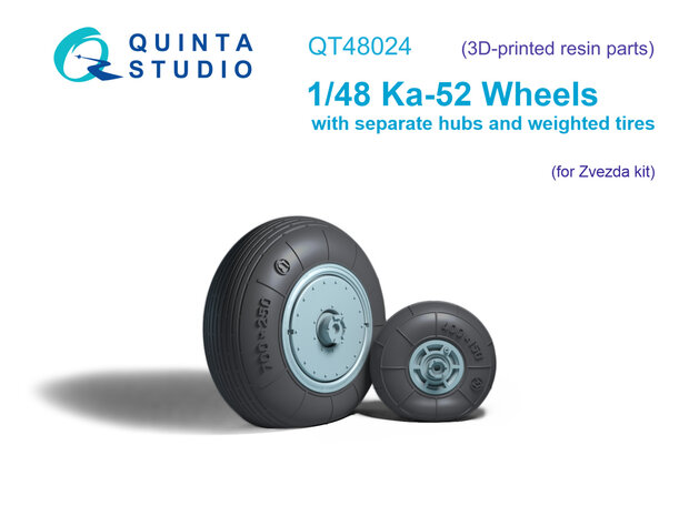 Quinta Studio QT48024 -  Ka-52 Wheels with separate hubs and weighted tires (Zvezda) - 1:48