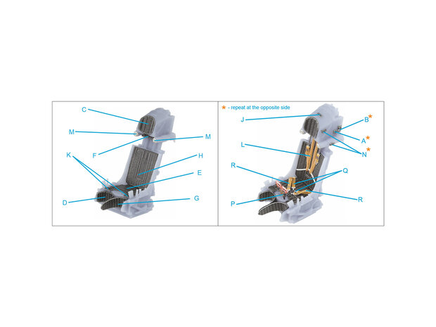 Quinta Studio QR+48068 -  K-36L (early) ejection seat (for Su-25 aircraft until 2007) (All kits) - 1:48