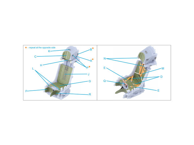 Quinta Studio QR+32041 -  K-36L (late) ejection seat (for Su-25/Su-25SM aircraft since 2008) (All kits) - 1:32