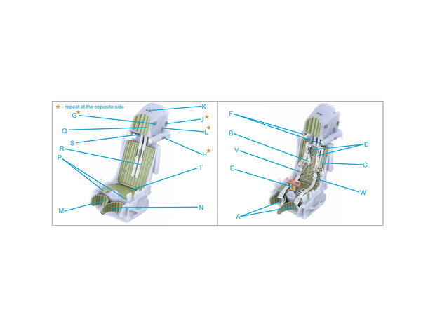 Quinta Studio QR+32039 -  K-36DM Series2 (late) ejection seat (for MiG-29, MiG-31, Su-27, Su-33, Su-34 aircraft since 2008) (All kits) - 1:32