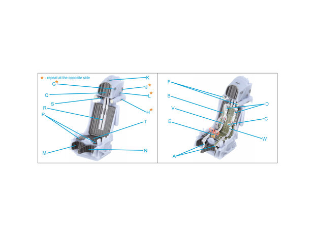 Quinta Studio QR+32038 -  K-36DM Series2 (early) ejection seat (for MiG-29, MiG-31, Su-27, Su-33 aircraft until 2007) (All kits) - 1:32