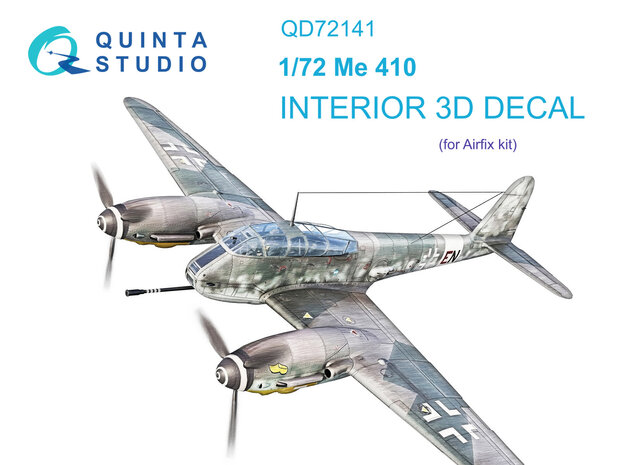 Quinta Studio QD72141 -  Me 410 3D-Printed & coloured Interior on decal paper (Airfix) - 1:72