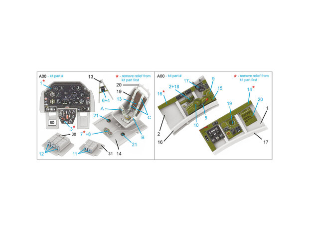 Quinta Studio QD48472 -  A-36 3D-Printed & coloured Interior on decal paper (Accurate Miniatures/Italeri) - 1:48