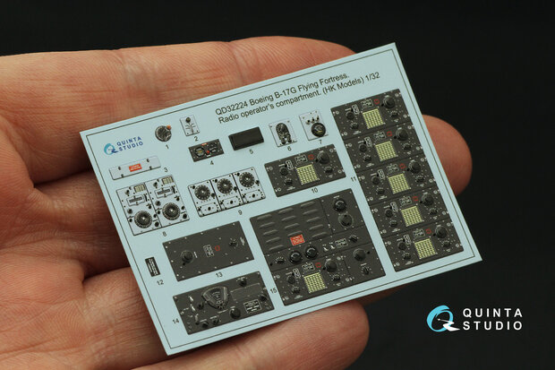 Quinta Studio QD32224 -  Boeing B-17G Radio operator's compartment. 3D-Printed & coloured Interior on decal paper (HK models) - 1:32