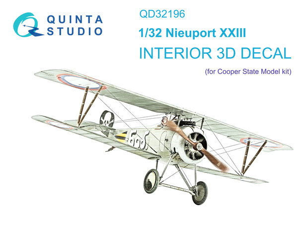 Quinta Studio QD32196 -  Nieuport XXIII 3D-Printed & coloured Interior on decal paper (CSM) - 1:32