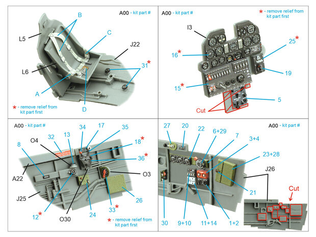 Quinta Studio QD32217 -  P-40N early 3D-Printed & coloured Interior on decal paper  (Hasegawa/Eduard) - 1:32