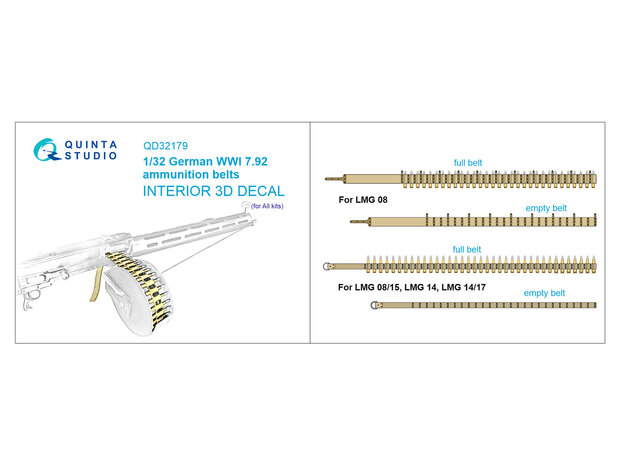 Quinta Studio QD32179 -  German WWI 7.92 ammunition belts (All kits) - 1:32