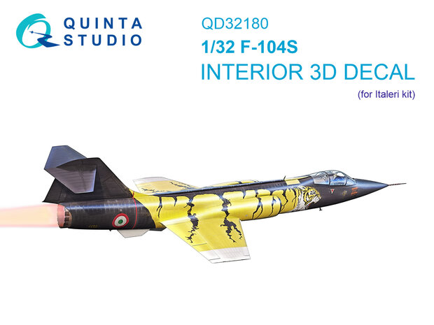 Quinta Studio QD32180 -  F-104S 3D-Printed & coloured Interior on decal paper (Italeri) - 1:32