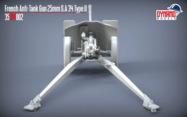 Dynamo Models 35DM002 - French Anti-Tank Gun 25mm S.A 34 Type II - 1:35