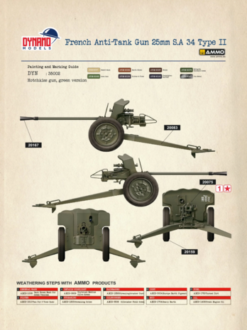 Dynamo Models 35DM002 - French Anti-Tank Gun 25mm S.A 34 Type II - 1:35