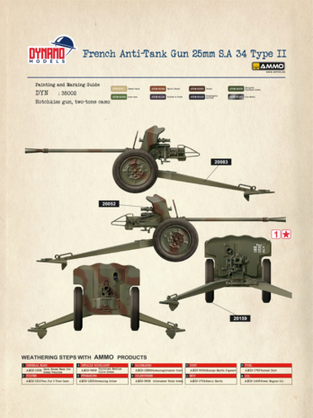 Dynamo Models 35DM002 - French Anti-Tank Gun 25mm S.A 34 Type II - 1:35