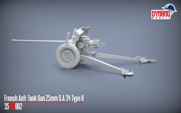 Dynamo Models 35DM002-P - French Anti-Tank Gun 25mm S.A 34 Type II - “Premium edition” - 1:35