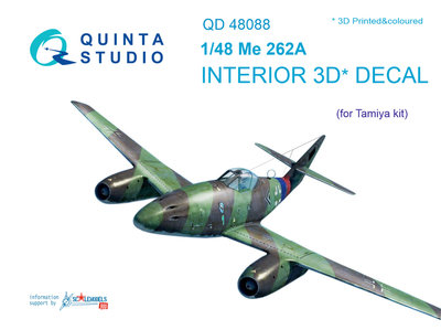 Quinta Studio QD48088 - Me-262A 3D-Printed & coloured Interior on decal paper (for Tamiya kit) - 1:48