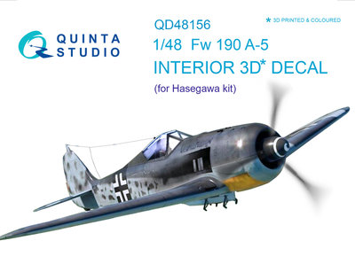 Quinta Studio QD48156 - FW 190A-5  3D-Printed & coloured Interior on decal paper (for Hasegawa kit) - 1:48