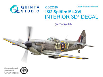 Quinta Studio QD32020 - Spitfire Mk.XVI 3D-Printed & coloured Interior on decal paper (for Tamiya kit) - 1:32