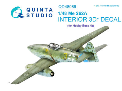 Quinta Studio QD48089 - Me-262A 3D-Printed & coloured Interior on decal paper (for HobbyBoss kit) - 1:48