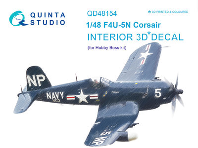 Quinta Studio QD48154 - F4U-5N 3D-Printed & coloured Interior on decal paper (for Hobby Boss kit) - 1:48