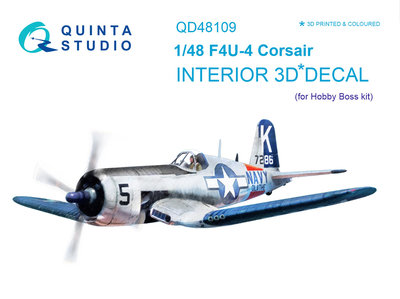 Quinta Studio QD48109 - F4U-4 3D-Printed & coloured Interior on decal paper (for HobbyBoss kit) - 1:48