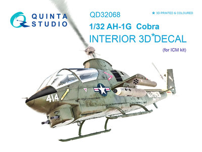 Quinta Studio QD32068 - AH-1G Cobra 3D-Printed & coloured Interior on decal paper (for ICM  kit) - 1:32