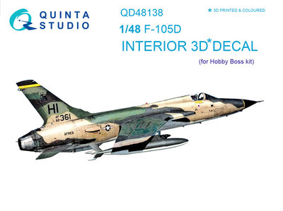 Quinta Studio QD48138 - F-105D 3D-Printed & coloured Interior on decal paper (for HobbyBoss kit) - 1:48