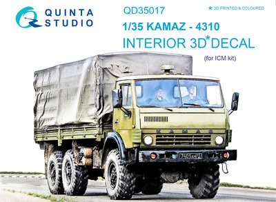 Quinta Studio QD35017 - KAMAZ 4310 3D-Printed & coloured Interior on decal paper (for ICM kit) - 1:35