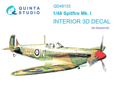 Quinta Studio QD48133 - Spitfire Mk.I 3D-Printed & coloured Interior on decal paper (for Eduard kit) - 1:48