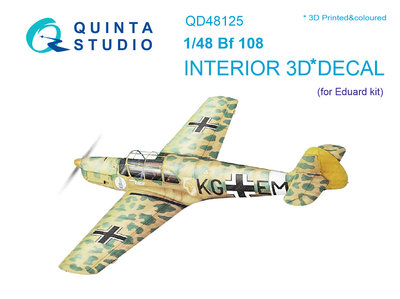 Quinta Studio QD48125 - Bf108 3D-Printed & coloured Interior on decal paper (for Eduard kit) - 1:48