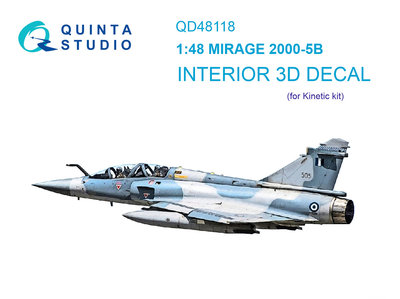 Quinta Studio QD48118 - Mirage 2000-5B 3D-Printed & coloured Interior on decal paper (for Kinetic kit) - 1:48