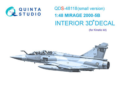 Quinta Studio QDS-48118 - Mirage 2000-5B 3D-Printed & coloured Interior on decal paper (for Kinetic kit) - Small Version - 1:48