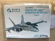 Quinta Studio QD48040 - F/A-18C (late) 3D-Printed & coloured Interior on decal paper (for Kinetic kit) - 1:48