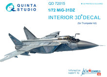 Quinta Studio QD72015 - MiG-31DZ  3D-Printed & coloured Interior on decal paper  (for Trumpeter kit) - 1:72