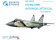 Quinta Studio QD72016 - MiG-31BM  3D-Printed & coloured Interior on decal paper  (for Trumpeter kit) - 1:72