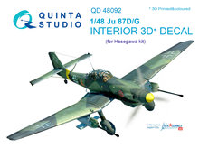 Quinta Studio QD48092 - Ju 87D/G  3D-Printed & coloured Interior on decal paper (for Hasegawa kit) - 1:48