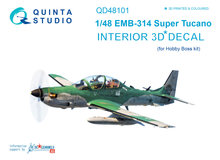 Quinta Studio QD48101 - EMB-314 Super Tucano  3D-Printed & coloured Interior on decal paper (for HobbyBoss kit) - 1:48