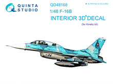 Quinta Studio QD48168 - F-16B 3D-Printed & coloured Interior on decal paper (for Kinetic kit) - 1:48