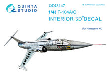 Quinta Studio QD48147 - F-104A/C 3D-Printed & coloured Interior on decal paper (for Hasegawa kit) - 1:48