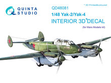 Quinta Studio QD48081 - Yak-2/Yak-4 3D-Printed & coloured Interior on decal paper (for Mars Models kit) - 1:48