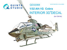 Quinta Studio QD32068 - AH-1G Cobra 3D-Printed & coloured Interior on decal paper (for ICM  kit) - 1:32