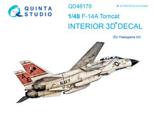 Quinta Studio QD48178 - F-14A 3D-Printed & coloured Interior on decal paper (for Hasegawa kit) - 1:48