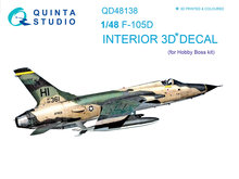 Quinta Studio QD48138 - F-105D 3D-Printed & coloured Interior on decal paper (for HobbyBoss kit) - 1:48